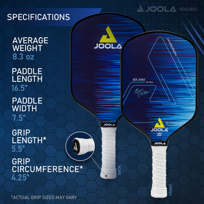 JOOLA Ben Johns Hyperion Pickleball Paddle - Carbon Surface, High Grit & Spin, Elongated Handle, Polypropylene Honeycomb Core, Custom Cover