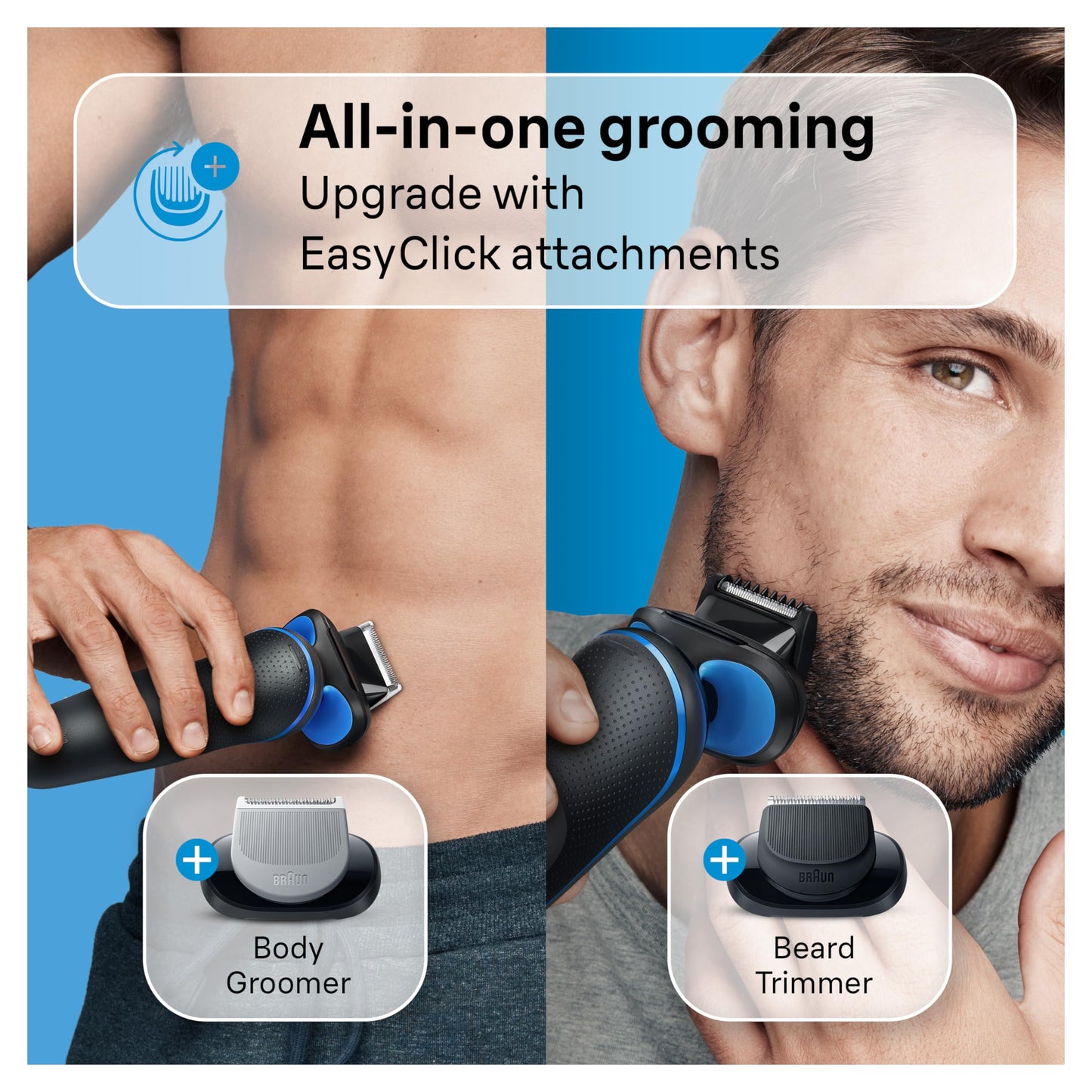 Braun Electric Shaver for Men, Series 5 5150cs, Wet & Dry Razor, Turbo Shaving Mode, Foil Shaver, with Beard Trimmer, Body Groomer and Charging Stand, Blue, Holiday Gifts for Men