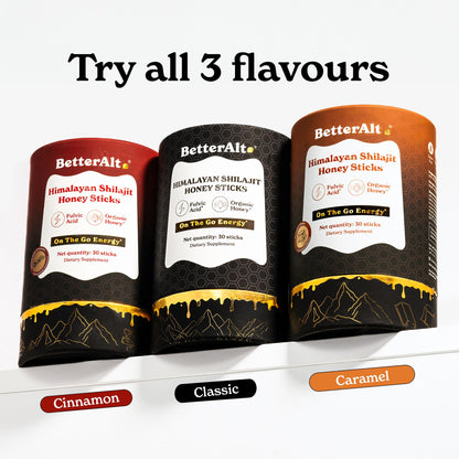 Better Alt Pure Himalayan Shilajit Sticks with Organic Honey, Saffron | Easy to Consume Shilajit| 30 Sticks for Energy Boost & Immune Support, 85+ Trace Minerals, 75%+ Fulvic Acid