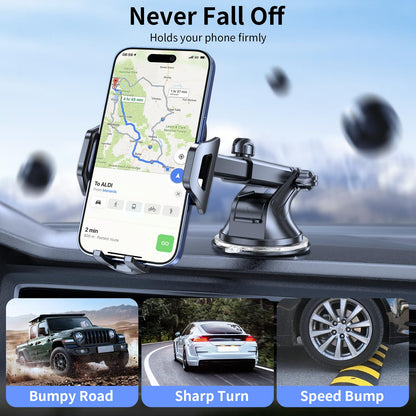 LOTUNY Phone Holders for Your Car Upgraded Car Phone Holder Mount Hands Free Universal Automobile Cradle for Dashboard Windshield, Compatible with iPhone Samsung Google and All Phones