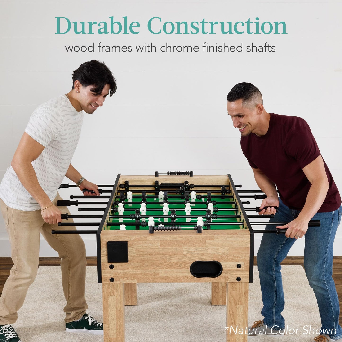 Best Choice Products Large 54 Inch Full-Size Foosball Table for Home, Game Room - Includes 2 Balls, 2 Cup Holders - Walnut
