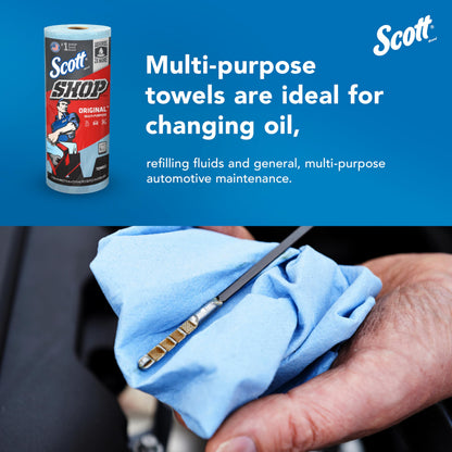 Scott® Shop Towels Original™ (55990), Blue Shop Towels, Big Rolls, 4 Packs of 6 Rolls, 11"x9.4" sheets, (60 Towels/Roll, 24 Rolls/Case, 1,440 Towels/Case)