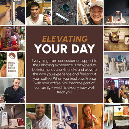 JavaPresse Manual Stainless Steel Coffee Grinder - 18 Adjustable Settings, Portable Conical Burr Grinder for Camping, Travel, Espresso - With Hand Crank