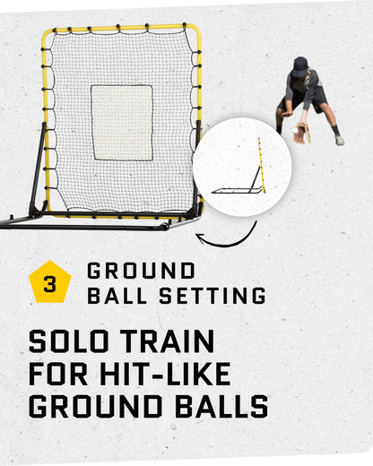 SKLZ Fielding Trainer - Baseball & Softball Pitch-Back Rebound Net - Ground, Line Drive & Fly Ball Return Settings - 4 x 4.5-Foot Steel Frame, UV & Weather Resistant Bungee Net, Easy-Fold Design