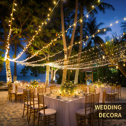 JMEXSUSS 168FT 600 LED String Lights Outdoor Indoor Christmas String Lights Plug in Warm White Tree Lights for Outside Bedroom Wedding Party Holiday Classroom Decorations