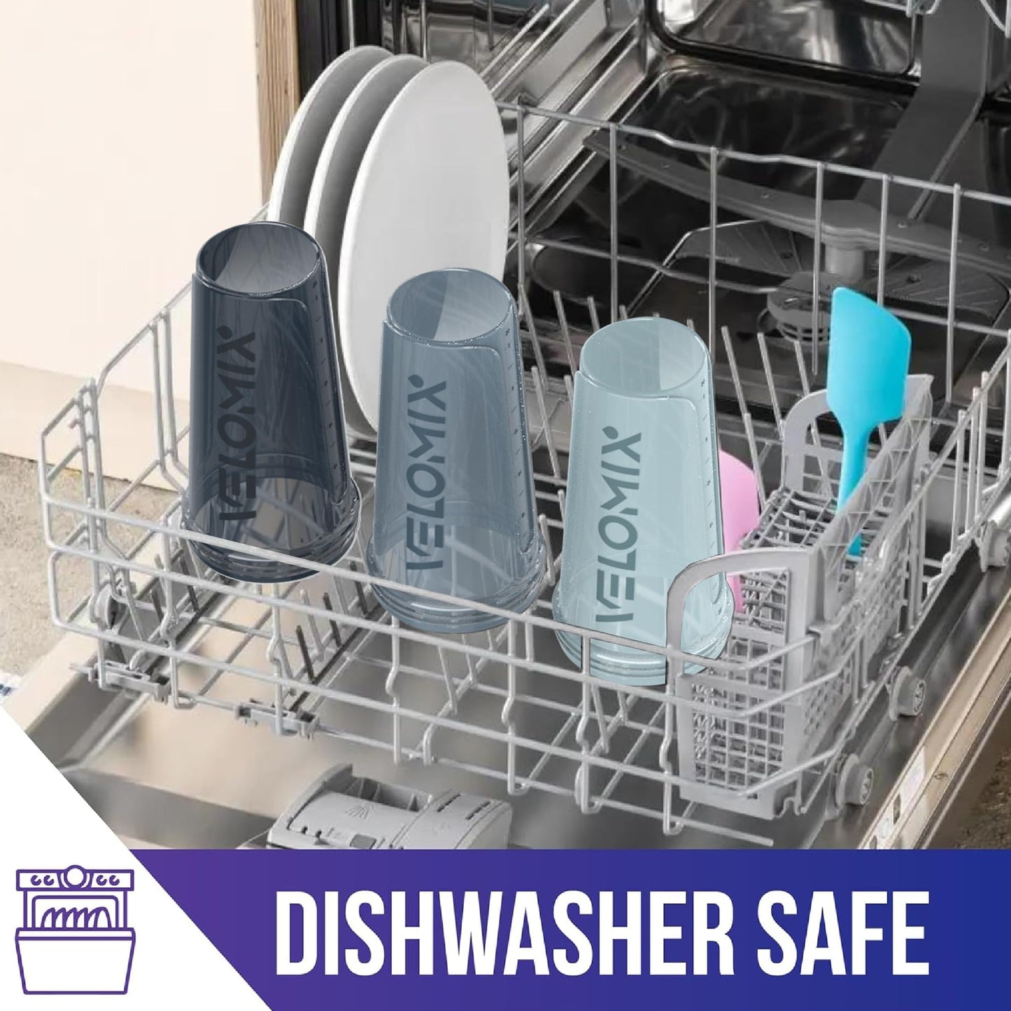 VELOMIX -4 PACK 28 Oz Protein Shaker Bottle for Protein Mixes - 4x Wire Whisk | Leak Proof Shaker Cups for Protein Shakes | Protein Shaker Bottle Pack | Protein Shake Cup (Aqua Depths)