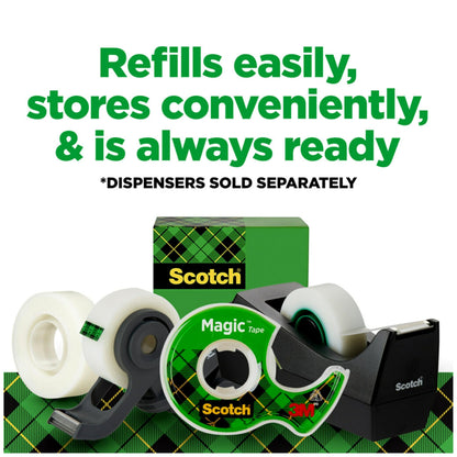 Scotch Magic Tape, Invisible, Repair Christmas Cards and Use as Holiday Gift Wrap Supplies for Christmas, 12 Tape Rolls