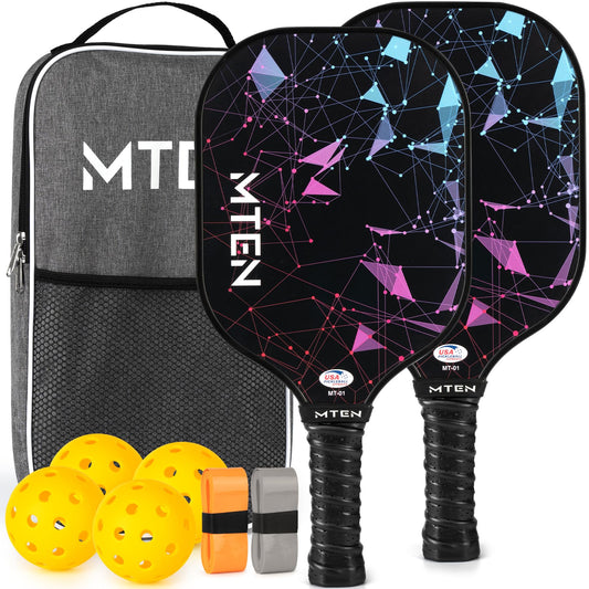 Pickleball Paddles Set of 2, USAPA Approved Fiberglass Surface Pickleball Set with 2 Pickleball Rackets,4 Pickleball Balls,1 Portable Carry Bag,Pickle Ball Paddle Set for Men Women