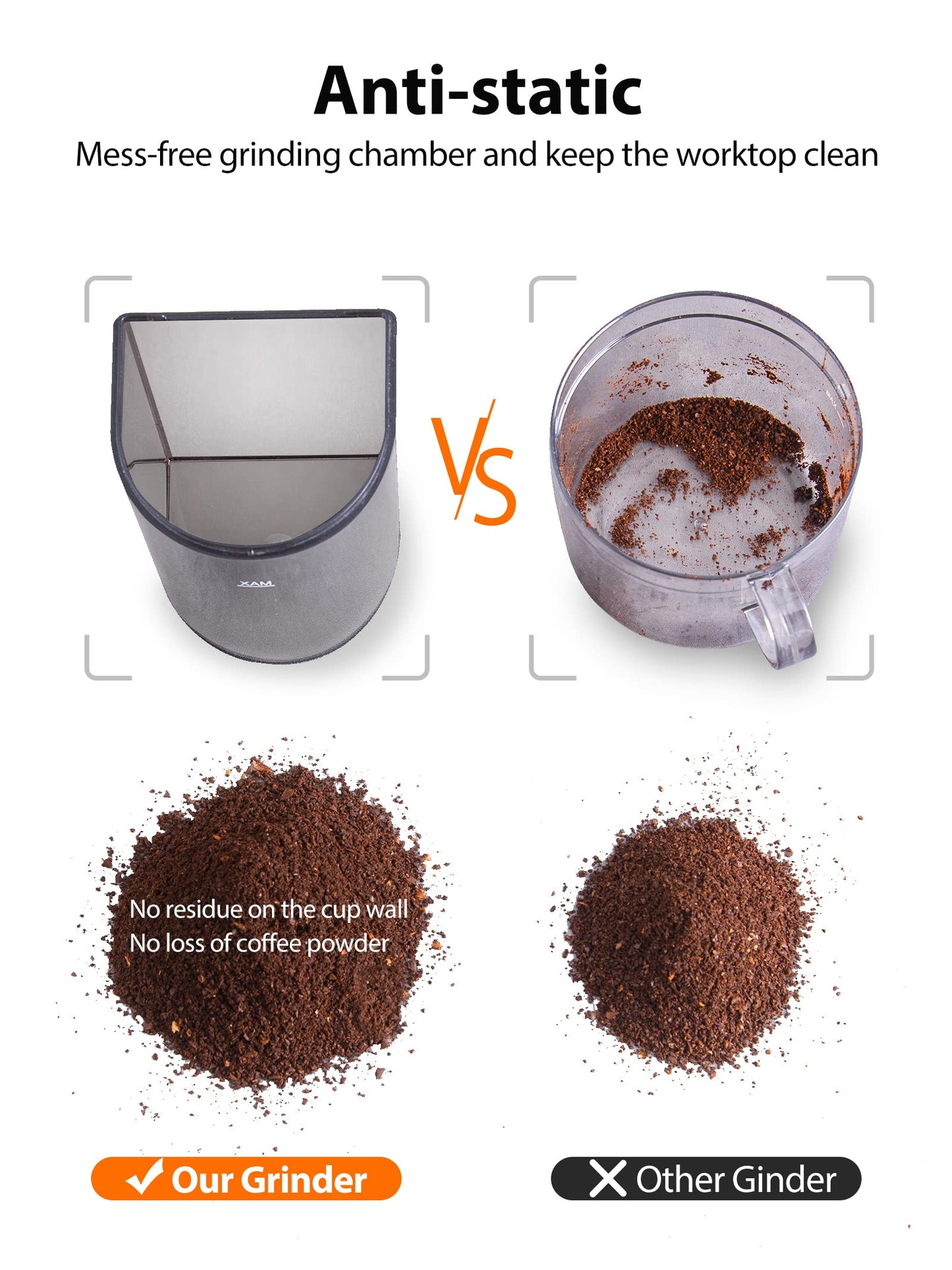 Aromaster Burr Coffee Grinder, Electric Coffee Grinders for Home Use,Stainless Steel,48 Grind Settings, Espresso/Pour Over/French Press Coffee Maker