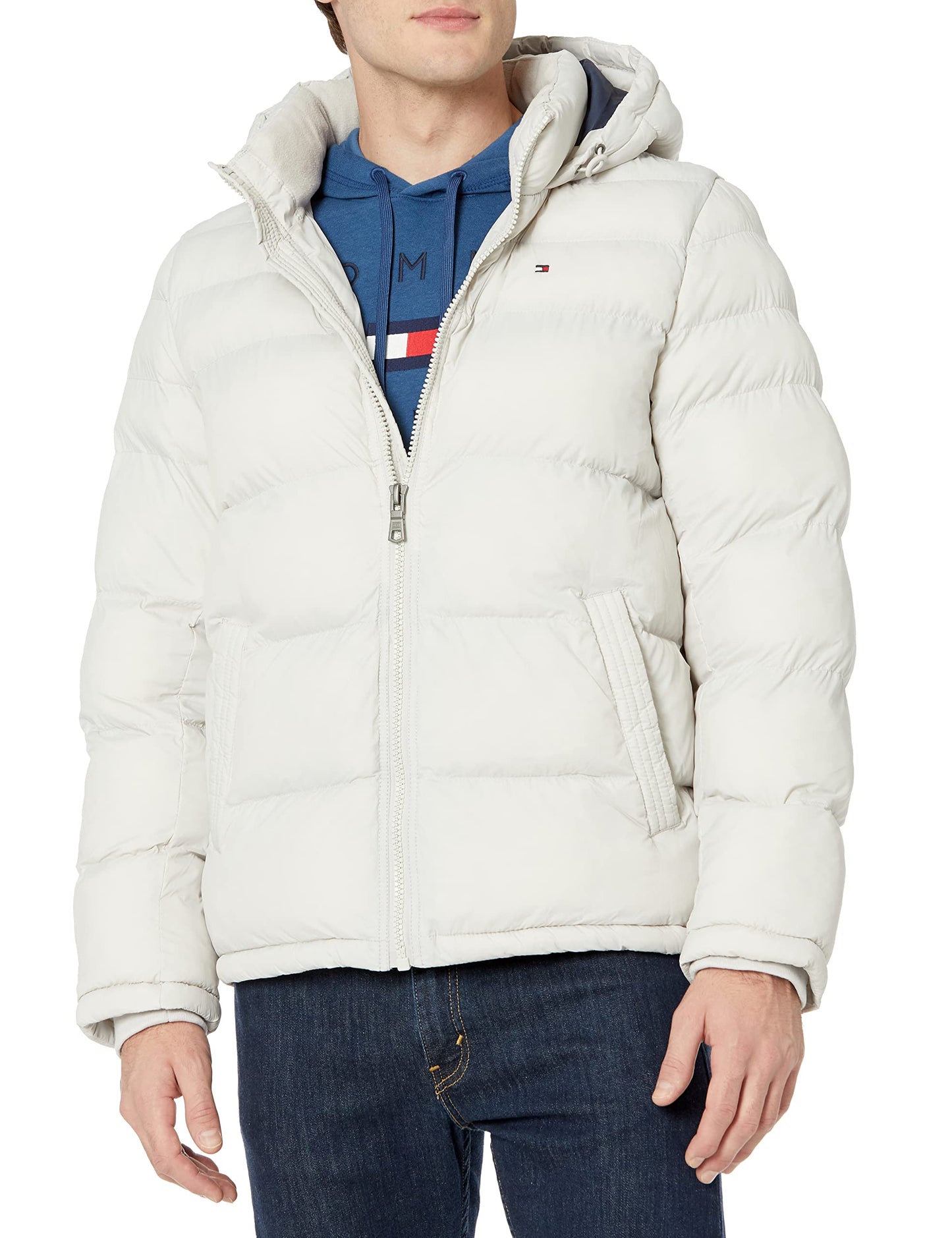 Tommy Hilfiger Men's Hooded Puffer Jacket, New Ice, 2X-Tall