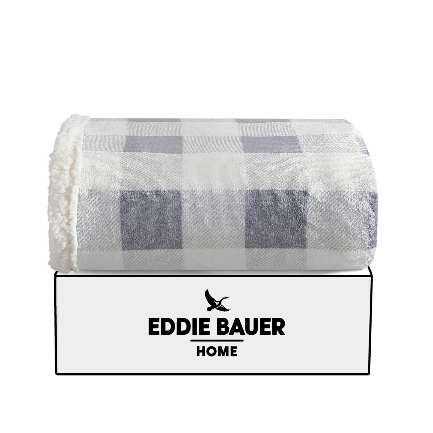 Eddie Bauer - Blanket, Super Soft Reversible Sherpa & Brushed Fleece Bedding, Throw Blankets for Couch, Ideal for Lounging (Chrome)