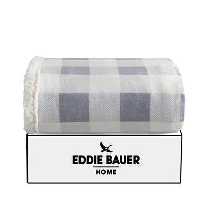 Eddie Bauer - Blanket, Super Soft Reversible Sherpa & Brushed Fleece Bedding, Throw Blankets for Couch, Ideal for Lounging (Chrome)