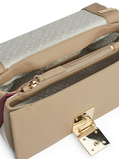 Tommy Hilfiger Women's Leather Shoulder Bag with Removable Crossbody Strap