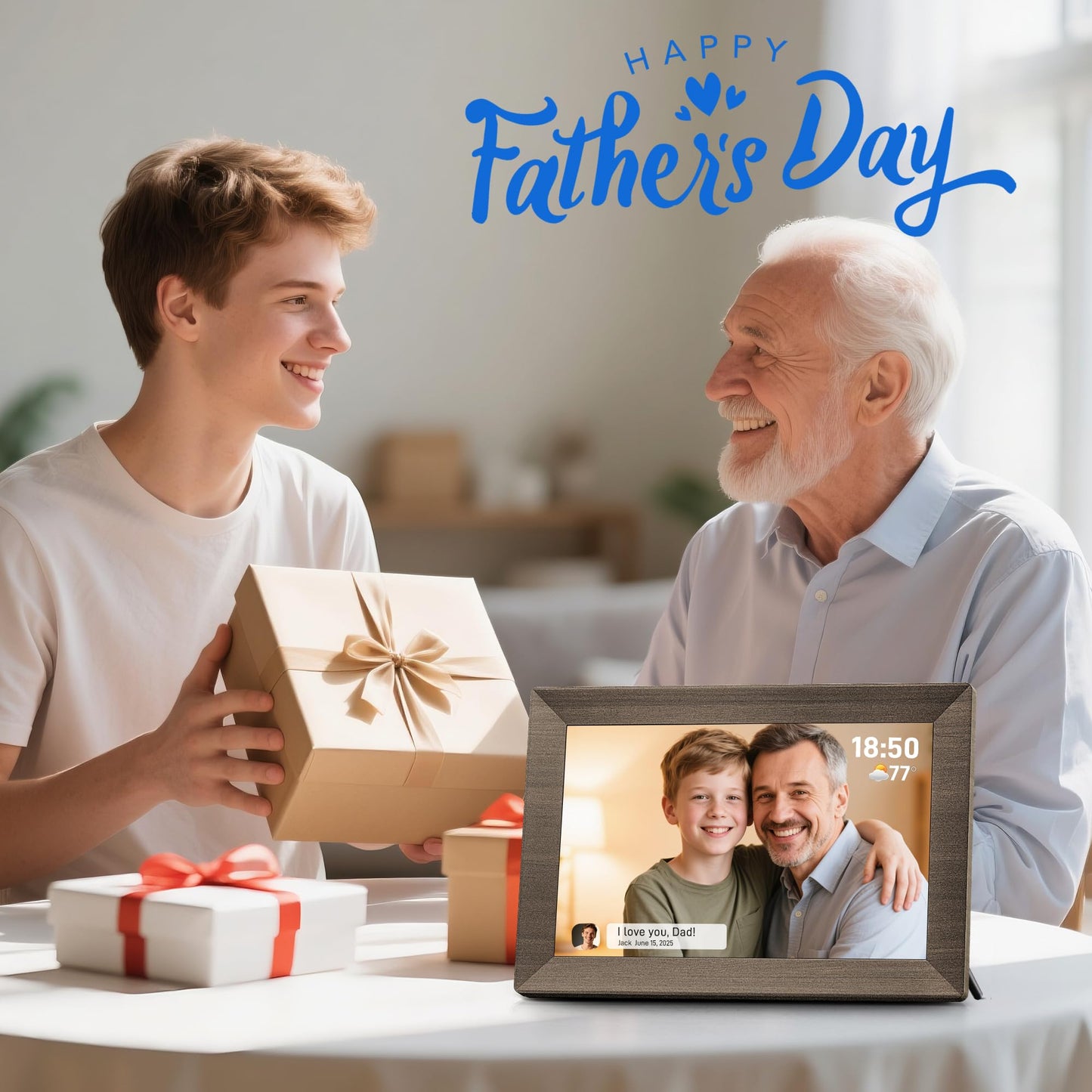 Frameo 10.1" Digital Picture Frame, Smart WiFi Digital Photo Frame with 1280x800 HD IPS Touch Screen 32GB Memory Auto-Rotate Wall Mounted, Share Photos/Videos from Phone Anywhere(Gray Wood)