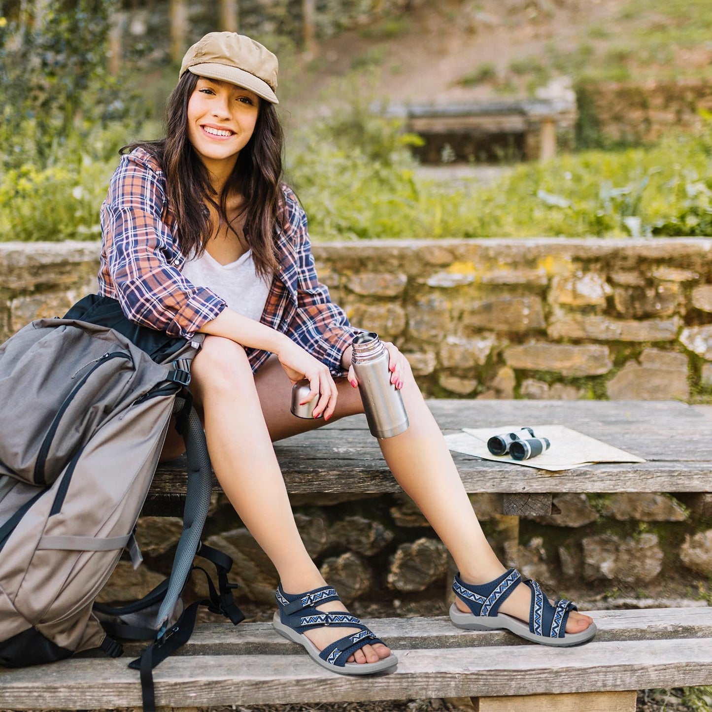 Zelaprox Women Comfortable Walking Sandals with Arch Support Hiking Sandals Casual Summer Athletic Sandals for Outdoor with 3 Adjustable Hook and Loop Strap