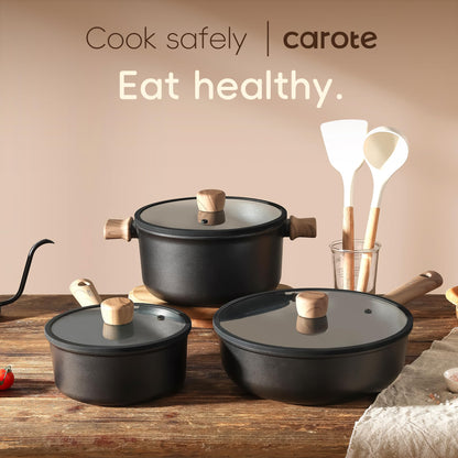 CAROTE Nonstick Soup Pot With Lid, 7.9Qt Non Stick StockPot Large Cooking Pot with Lid, Titanium - containing Soup Pot, Induction Compatible, PFOA/PFOS Free