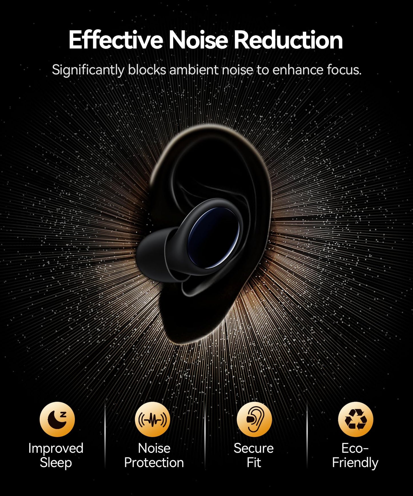 Ear Plugs for Sleeping 45dB Noise Cancelling Ear Plugs for Noise Reduction & Snoring, Concerts, Earplugs for Sleep, Sider Sleepers Airplane, Silicone Earplugs Reusable Concert Ear Plug +8Tip Black