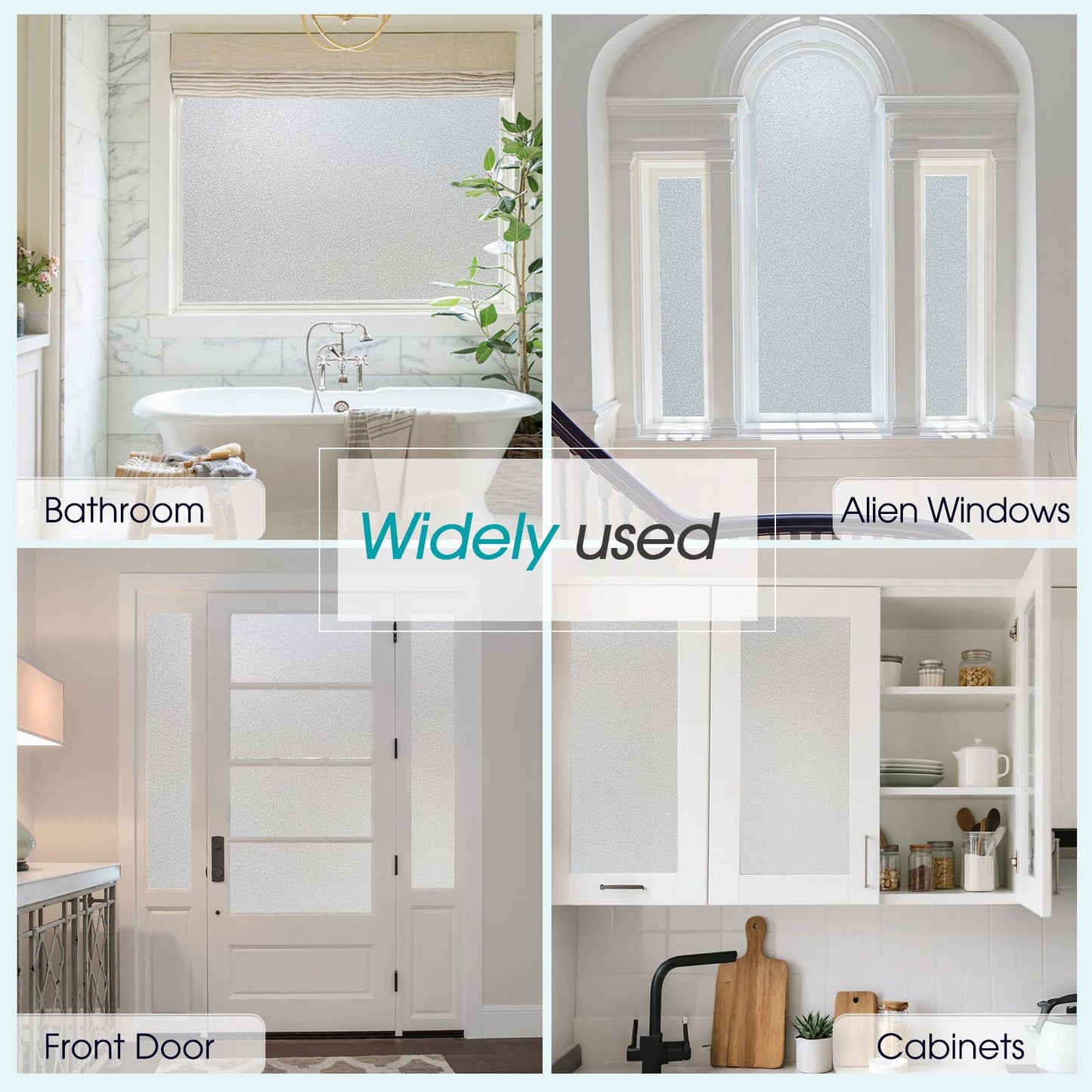 Coavas Window Privacy Film Frosted Glass Static Clings,Bathroom Frosting Decorative Window Stickers, Heat UV Blocking Anti-Glare Door Window Coverings Day and Night (29.5 x 118.1 Inch, Pure)