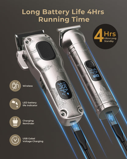 Vgrpro Hair Clippers for Men Professional, Cordless Hair Clippers for Hair Cutting, Mens Clippers and Trimmers Set, Electric Hair Trimmer for Men with Package Box (Silver)