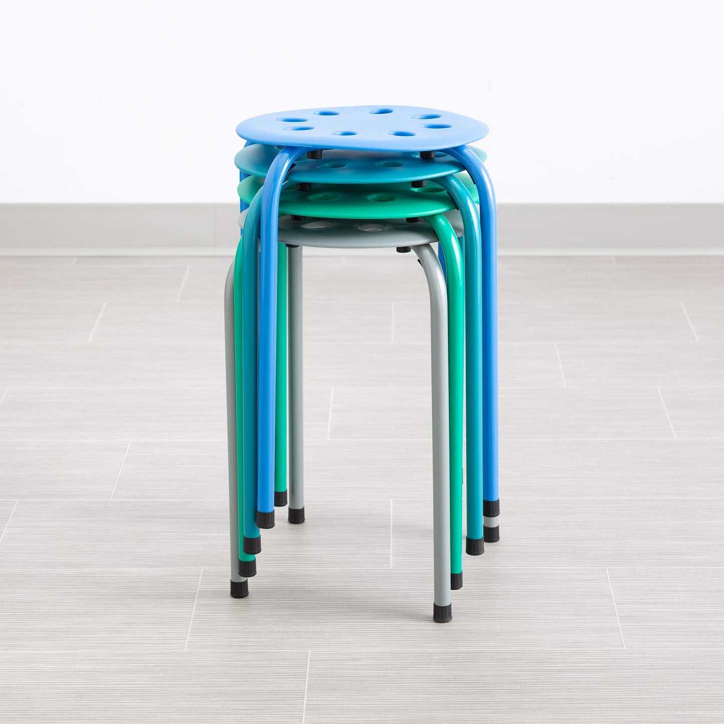 Norwood Commercial Furniture Stacking Stools for Kids and Adults, 17.75" Standard Height Portable Nesting Office and Classroom Stools, Contemporary, Pack of 4
