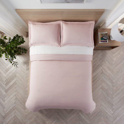 Serta Supersoft Cooling 3 Piece Reversible Duvet Set with Pillow Covers for All Season, Full/Queen, Sepia Rose