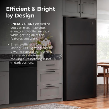 Kenmore 33" Top Mount Refrigerator with Freezer - Adjustable Shelving, Humidity-Controlled Crispers, Optional Ice Maker, LED Lighting, ENERGY STAR Certified, 20.5 cu. ft. Capacity - Black