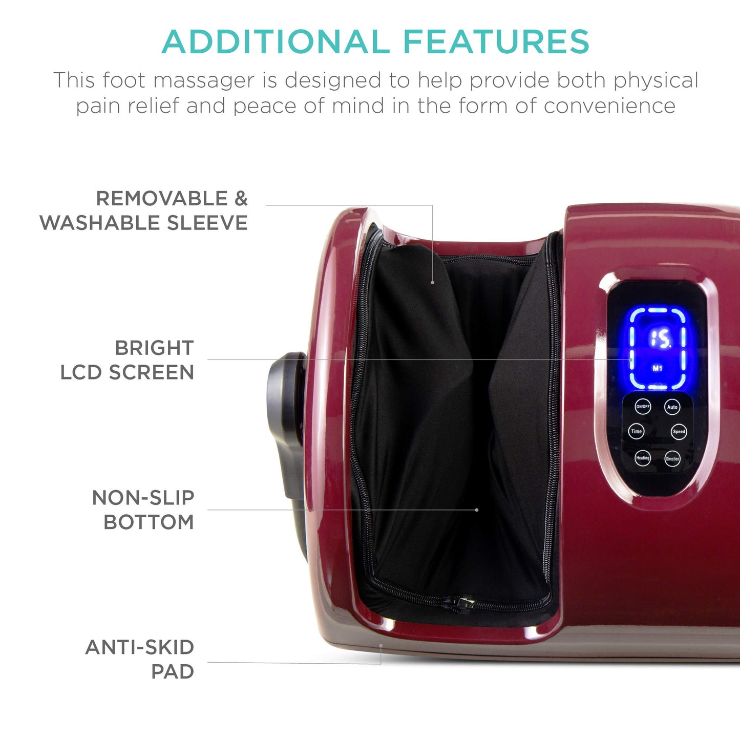 Best Choice Products Heated Foot Massager Machine Shiatsu Leg Massager, Therapeutic Reflexology Calf Massager w/Blood Circulation, Nerve Pain, Deep Kneading, High-Intensity Rollers - Burgundy