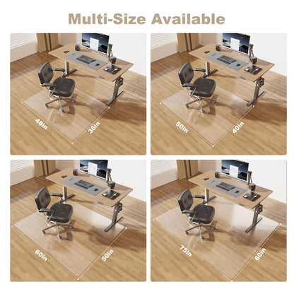 [Two-Sided Usable] 36” x 48” Hard Floor Chair Mats for Office, Clear Computer Chair Mat for Hardwood, Plastic Desk Floor Mat for Hardwood Floors, Rubber Office Chair Mat for Tile/Laminate Floor
