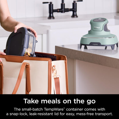 Ninja Crispi Air Fryer, Microwave, Freezer & Dishwasher Safe, Non Toxic Glass Portable Cooking System, 4 QT & 6 Cup Glass Containers with Storage Lids, Easy Meals, Air Fry, Bake, Green, FN101SG