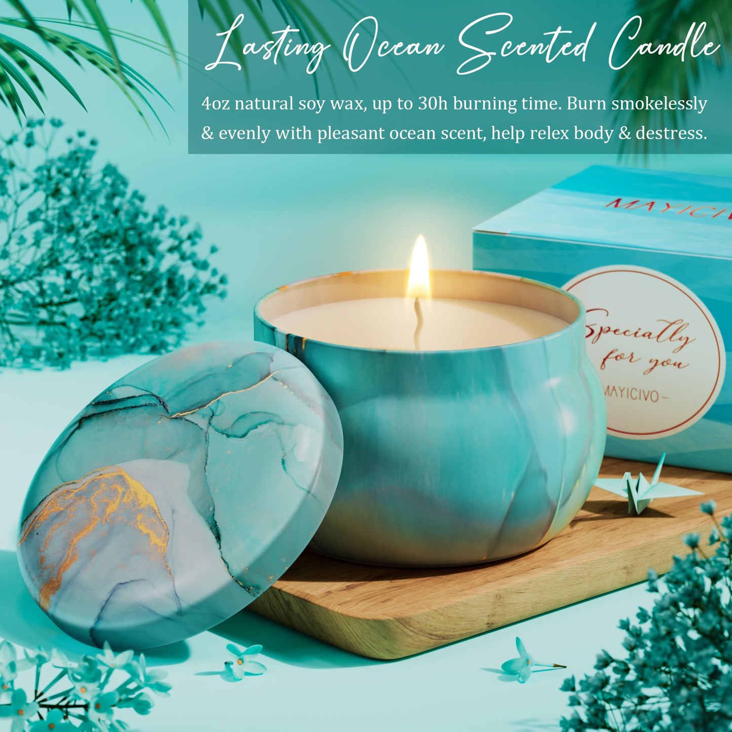 Birthday Gifts for Women Self Care Gifts Get Well Soon Gifts, Ocean Relaxing Spa Gifts Basket Care Package w/ Luxury Flannel Blanket, Unique Mothers Day Gifts Idea for Mom Her Friends Sister Wife