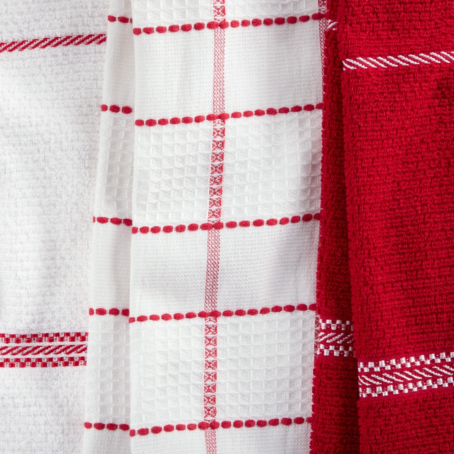 Martha Stewart Modern Waffle Kitchen Towel Set 6-Pack, Red, 16"x28"