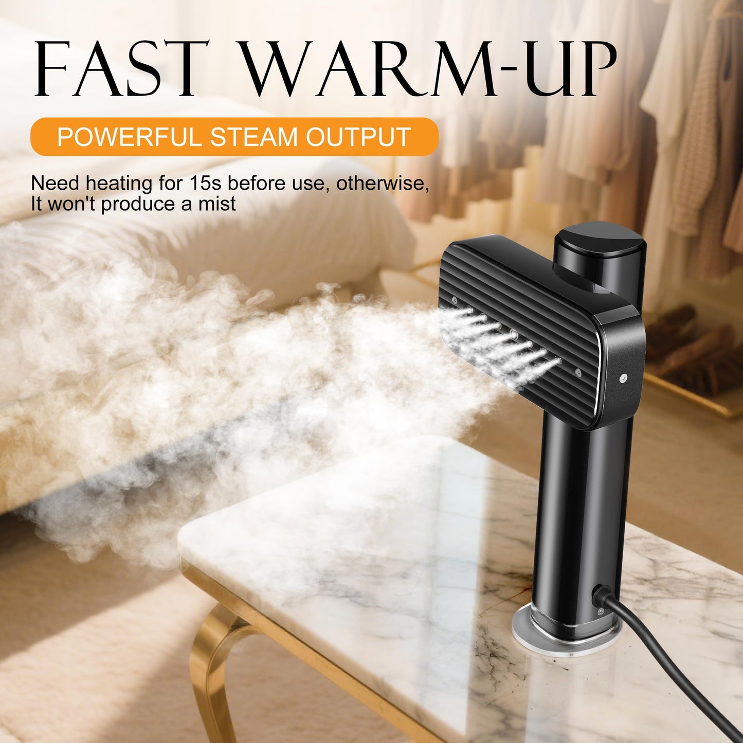 Steamer for Clothes, Portable Handheld Garment Steamer for Fabric Wrinkles Remover, 15s Fast Heat-up, 90ml Water Tank with Heat-Resistant Gloves, Convenient clothes steamer for Home, Office and Travel