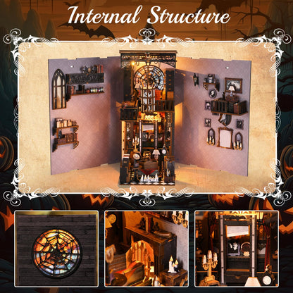 TOYQI DIY Book Nook Kit, Miniature House Dollhouse Kit for Adult and Teens, Book Nook Kits for Adults, Booknook Bookend Alley Model Build with Dust Cover