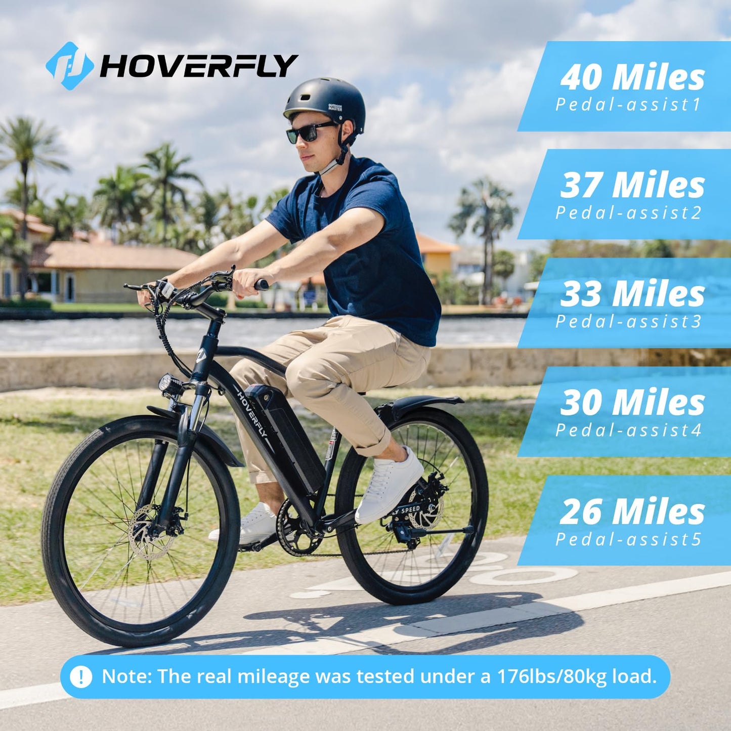 HOVERFLY OUREA Electric Bike 26", 750W Peak Motor Mountain Ebike,Up to 40 Miles 20MPH Removable Battery, 7-Speed and Shock Absorber, UL2849 Certified, Electric Commuter Bike for Adults White