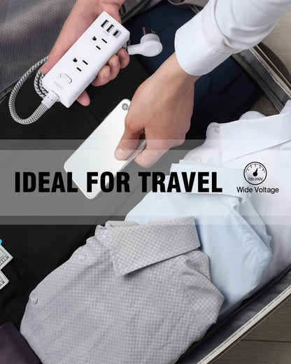 Power Strip Surge Protector - One Beat 6 Widely Outlets with 3 USB Ports (1 USB C), 5 Ft Extension Cord Flat Plug, Wall Mount Outlet Extender Small Power Strip for Travel Home Office College Dorm Room