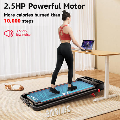 RHYTHM FUN Incline Foldable Treadmill, Walking Pad Treadmill with Incline, 300 lbs Portable Treadmills with Handles for Home Office Use, Under Desk Compact Walking pad with LED Display & APP