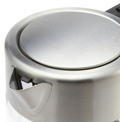 Amazon Basics Electric Kettle with Glass Carafe for Tea and Coffee, BPA-Free, Fast Boiling, Auto Shut-Off, 1.1 Quarts, 1500W, Glass and Steel