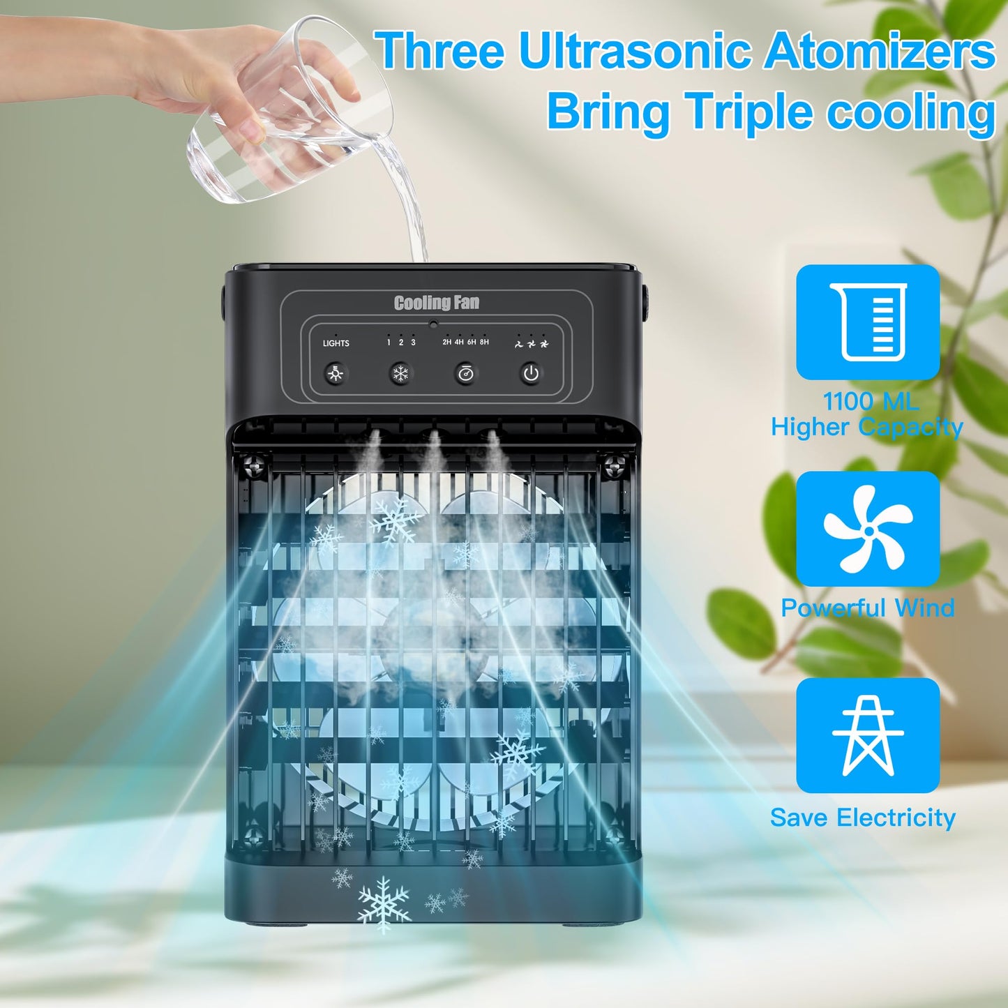 Portable Air Conditioners, 2025 Upgraded 4-IN-1 Portable AC Unit with 3 Cool Mist &Speeds, 7 Night Light & 2-8H Timer Evaporative Air Cooler, Personal Mini Air Conditioner for Bedroom, Camping, Office