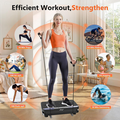 AXV Vibration Plate Fitness Platform Exercise Machine Vibrating Lymphatic Drainage Shaking Full Body Shaker Workout Vibrate Stand Shake Board Sport Gym for Weight Loss Fat Burner for Women Men