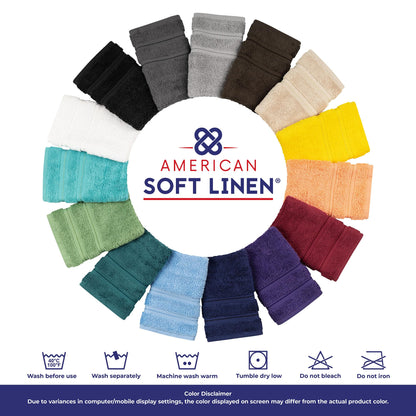 American Soft Linen Luxury 6 Piece Towel Set, 2 Bath Towels 2 Hand Towel 2 Washcloths, 600 GSM 100% Cotton Turkish Towels for Bathroom, Navy Blue Towel Sets