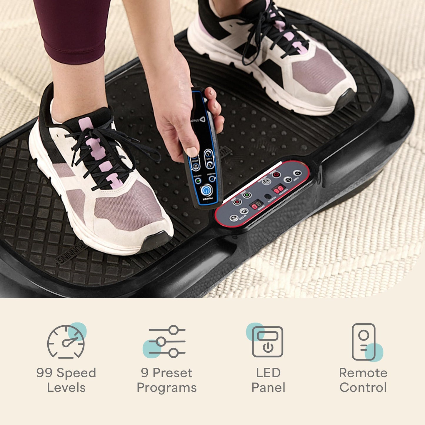 LifePro Vibration Plate Exercise Machine - Whole Body Workout Vibration Fitness Platform w/ Loop Bands - Home Training Equipment for Weight Loss & Toning (Black)