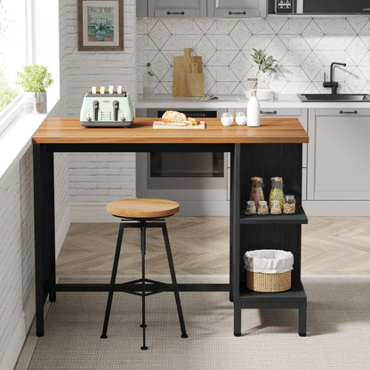 Tribesigns Kitchen Island, Kitchen Shelf Kitchen Bar Table with 5 Open Storage Shelves and Large Worktop, Industrial Butcher Block Island (Stools Not Included)