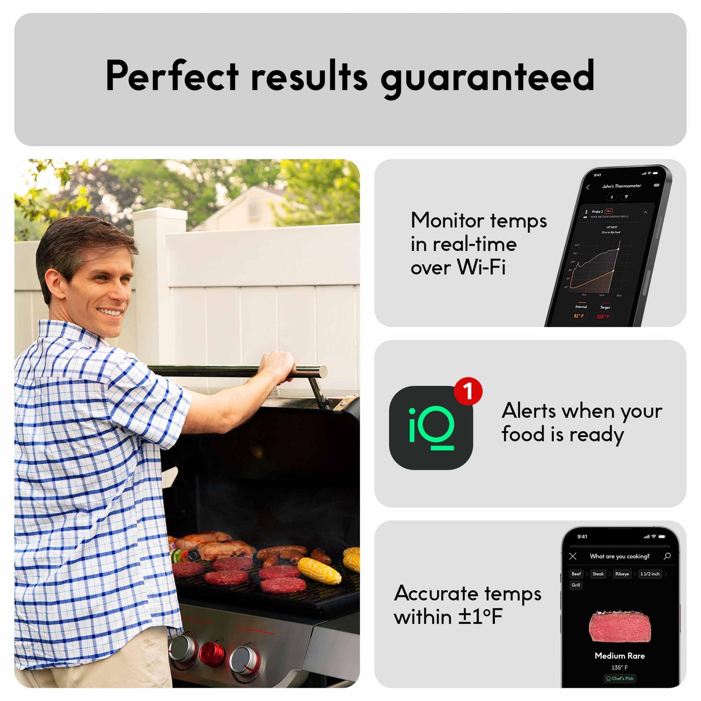 CHEF iQ Sense Smart Wireless Meat Thermometer with Ultra-Thin Probe, Unlimited Range Bluetooth Meat Thermometer, Digital Food Thermometer for Remote Monitoring of BBQ Grill, Oven, Smoker, Air Fryer