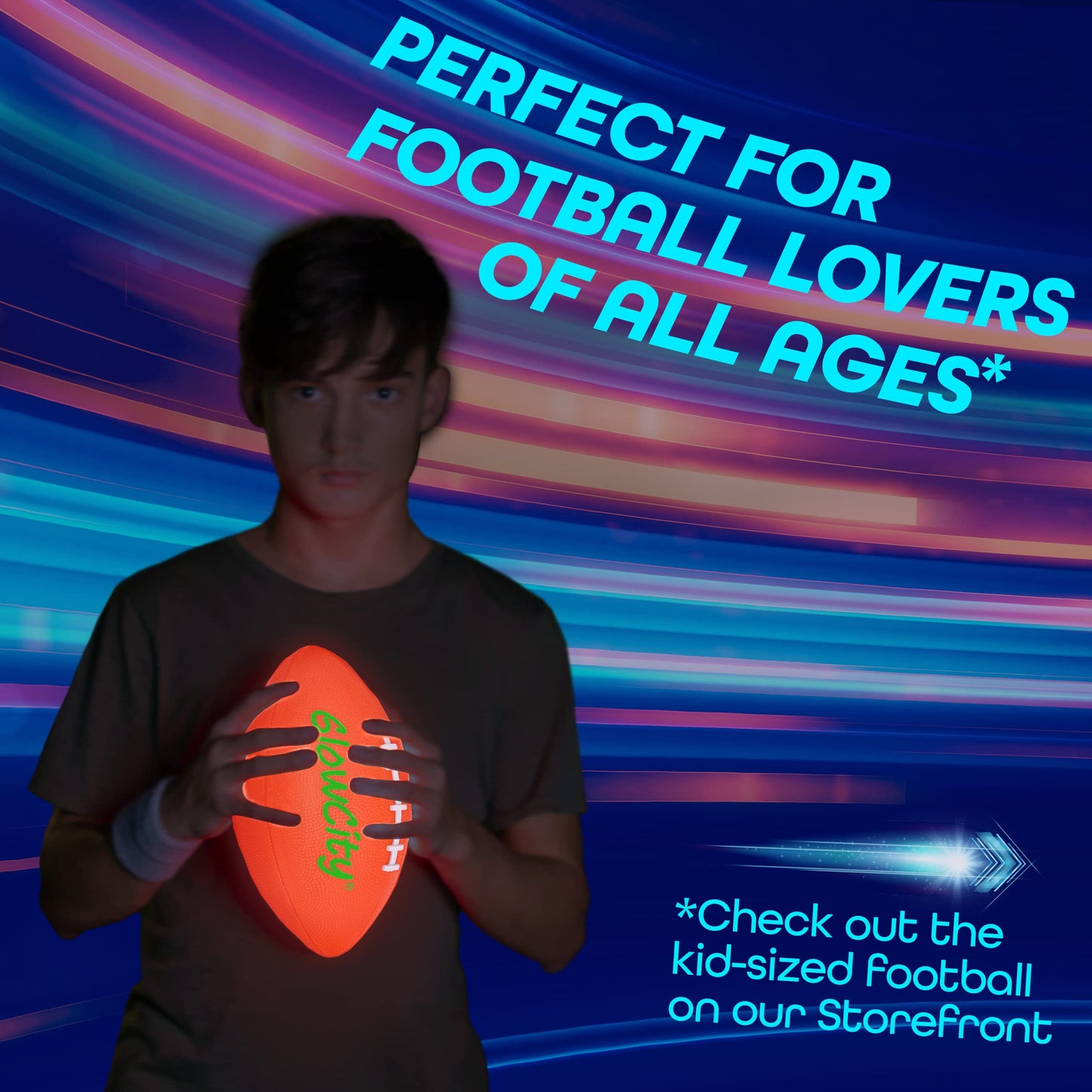 GlowCity Glow in The Dark Football - Light Up LED Ball - Perfect for Evening Play, Camping, and Beach Fun!