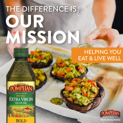 Pompeian Spanish Bold Extra Virgin Olive Oil, First Cold Pressed, Strong, Fruity Flavor, Perfect for Dipping and Drizzling, 16 FL. OZ.