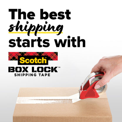 Scotch Box Lock Packing Tape, Clear, Extreme Grip Moving Tape, 1.88 in. x 54.6 yd, 3 Rolls, Tape Dispenser not Included