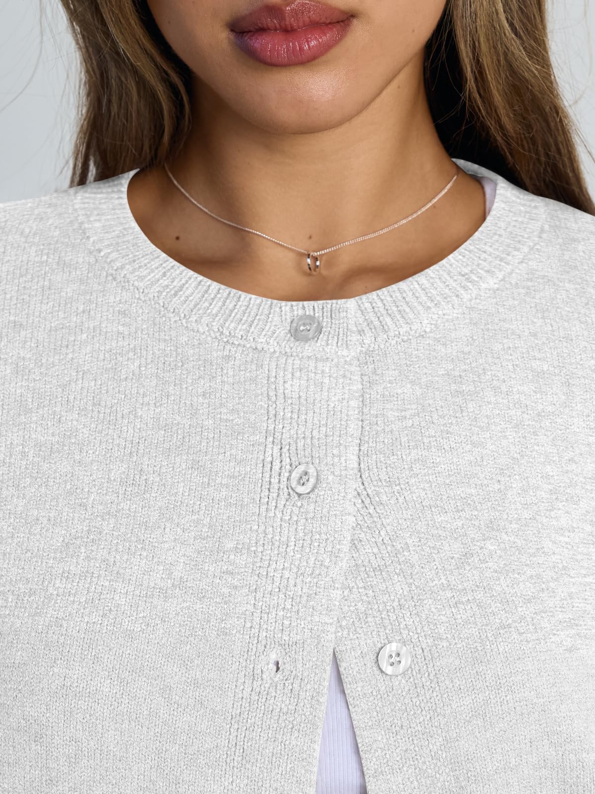 Trendy Queen Cropped Cardigan Sweaters for Women Lightweight Crop Knit Y2k Fall Outfits Fashion Clothes 2025 Grey S