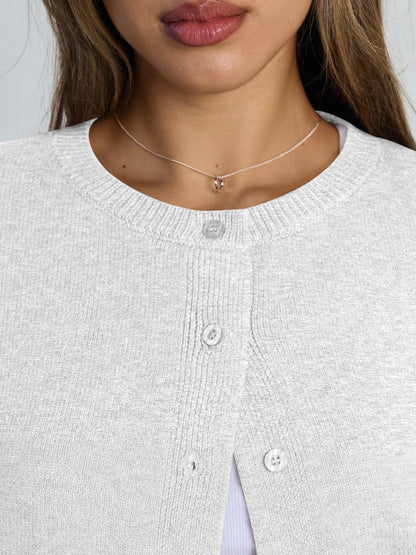 Trendy Queen Cropped Cardigan Sweaters for Women Lightweight Crop Knit Y2k Fall Outfits Fashion Clothes 2025 Grey S