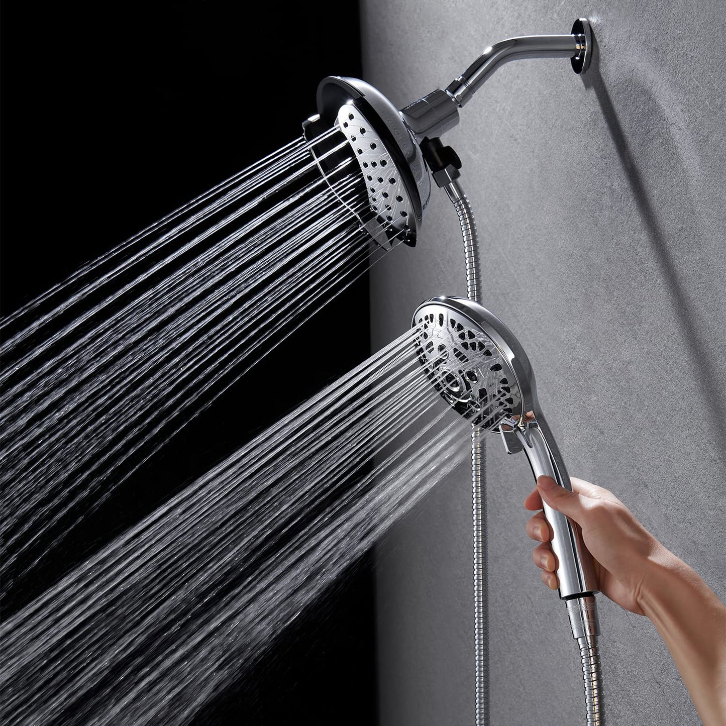 Shower Head with Handheld High Pressure: INAVAMZ Hand Held Shower Head & Rain Shower Head 2-IN-1 Shower Head with 59" Rotatable Stainless Steel Hose, Shower Trim Systems