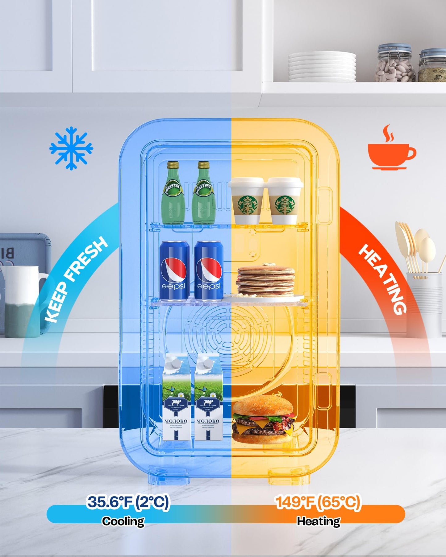 BEICHEN Mini Fridge,6 Liter / 8 Can Small Fridge for Bedroom, Car, Office & Dorm, AC100-120 V/DC 12 V Portable Thermoelectric Cooler & Warmer for Skincare, Food, Drinks,Black ﻿